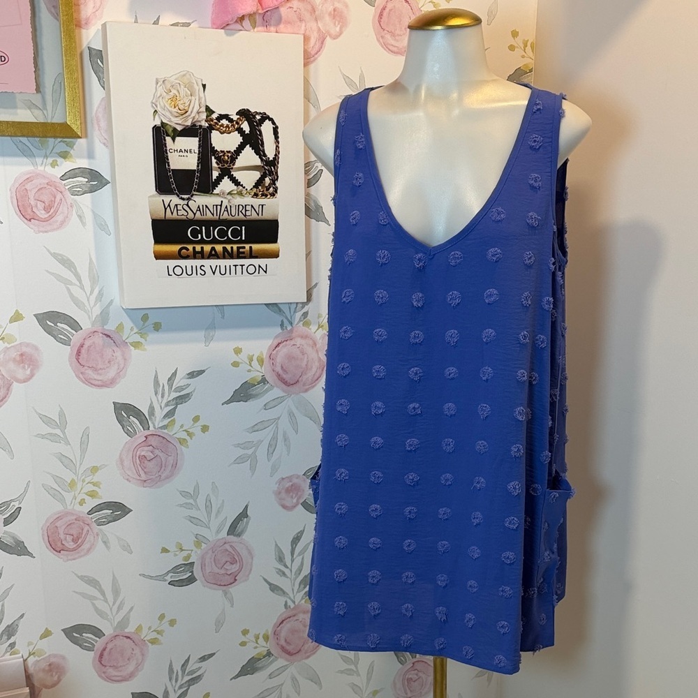 Baby Blue Sleeveless Top Polka Dot Dress